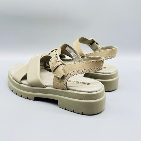 Timberland Sandals Womens 9 Green Leather Slingback Platform London Vibe Buckle - Picture 5 of 11